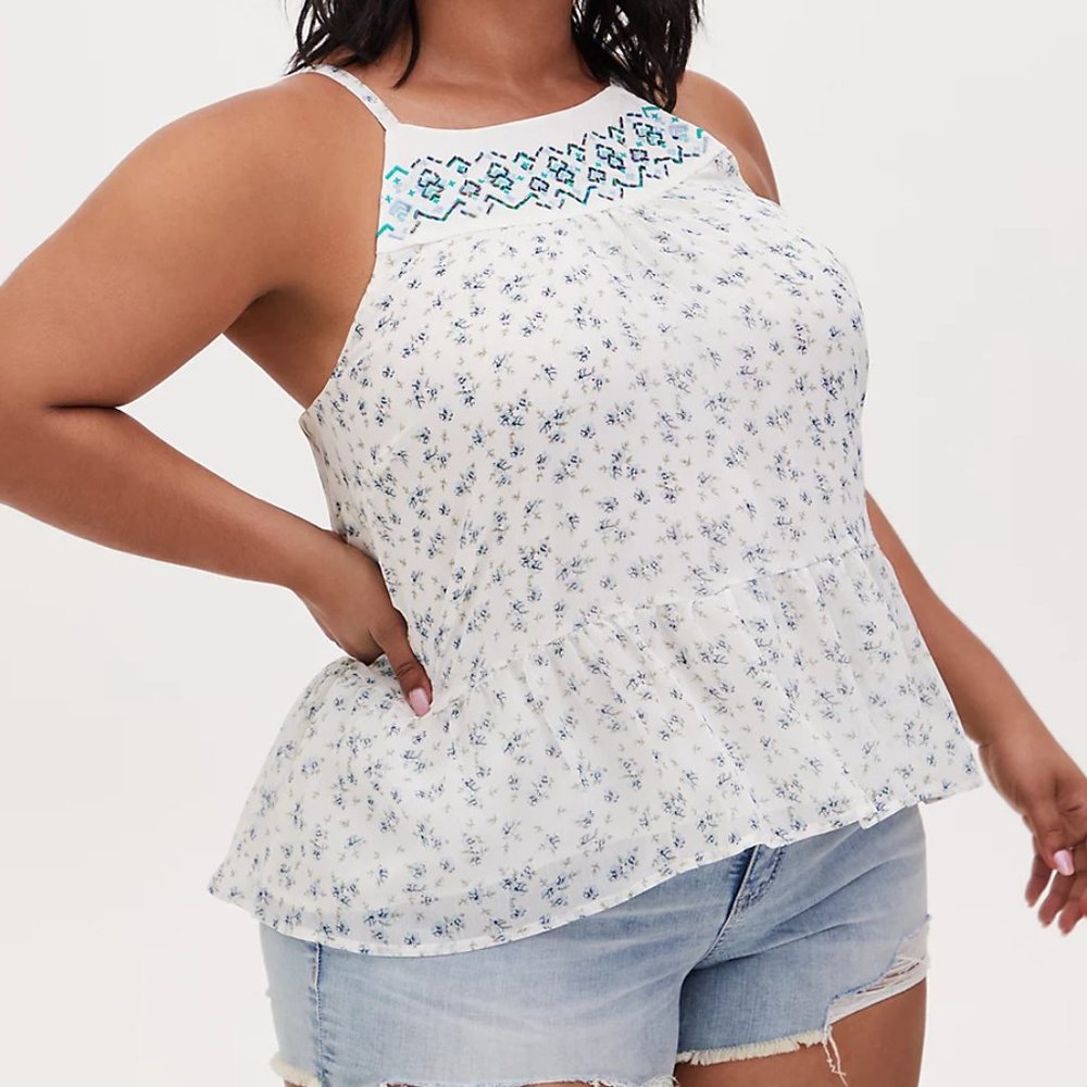 5X Plus Size Pretty Torrid NEW Chiffon Floral Summer Tank Top Shirt